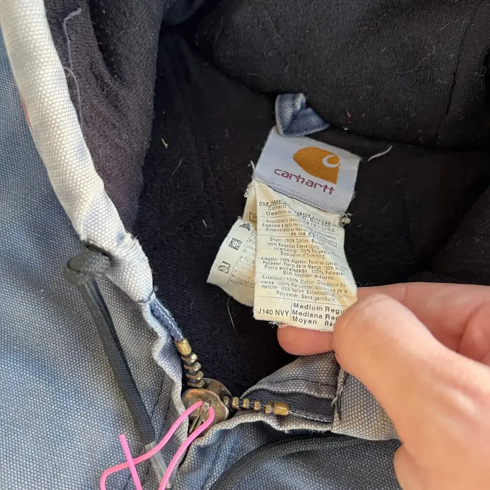 Carhartt J140 NVY faded blue hooded work wear jacket